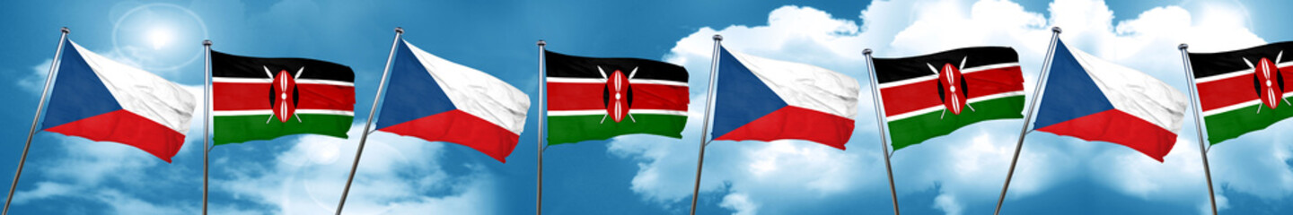 Fototapeta na wymiar czechoslovakia flag with Kenya flag, 3D rendering