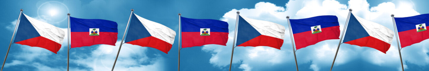 czechoslovakia flag with Haiti flag, 3D rendering