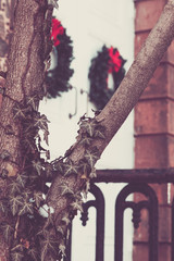 Old Church Door with Christmas Wreath