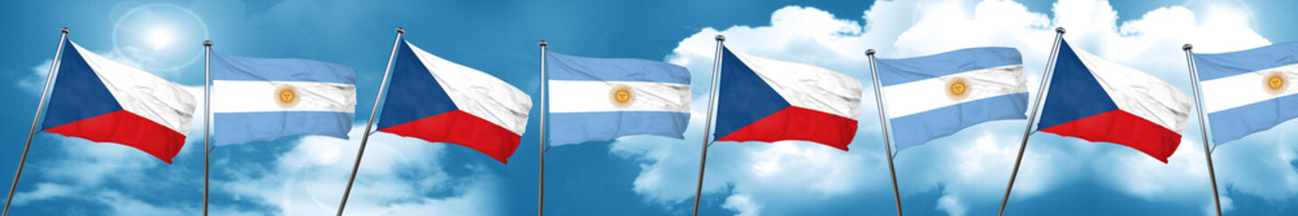 czechoslovakia flag with Argentine flag, 3D rendering