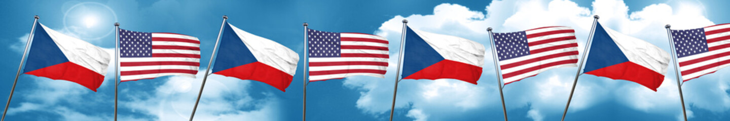 Fototapeta na wymiar czechoslovakia flag with American flag, 3D rendering