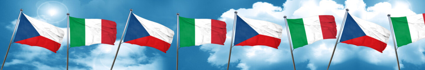 czechoslovakia flag with Italy flag, 3D rendering