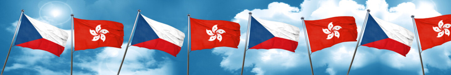 Fototapeta na wymiar czechoslovakia flag with Hong Kong flag, 3D rendering