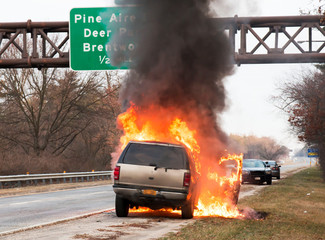 Car engulfed in flames