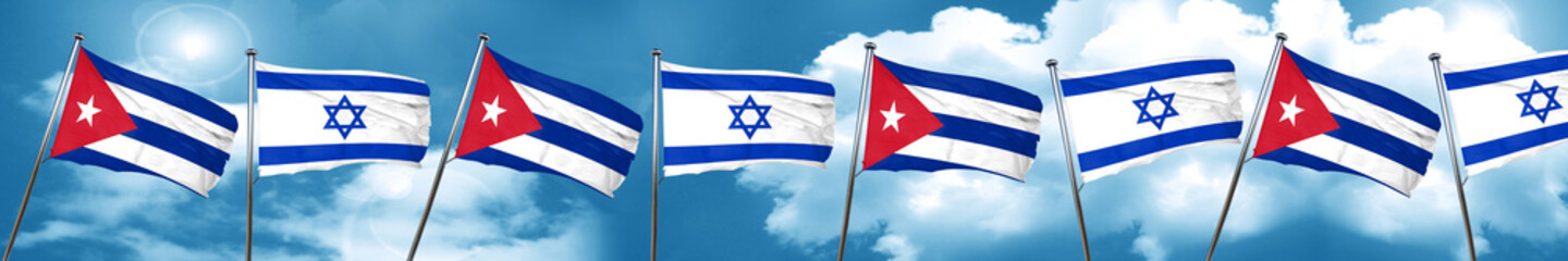 Cuba flag with Israel flag, 3D rendering