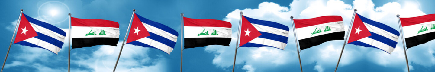 Fototapeta premium Cuba flag with Iraq flag, 3D rendering