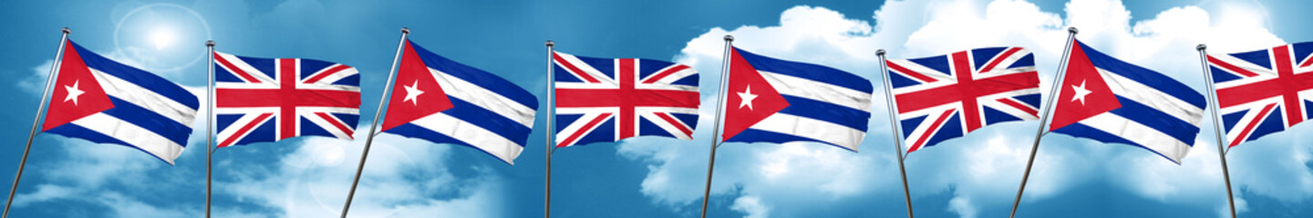 Cuba flag with Great Britain flag, 3D rendering
