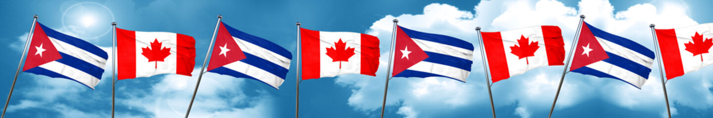 Cuba flag with Canada flag, 3D rendering