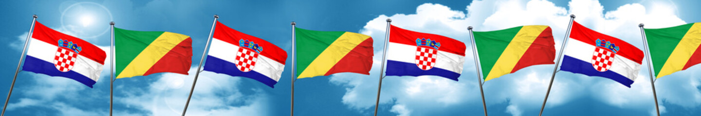 croatia flag with congo flag, 3D rendering