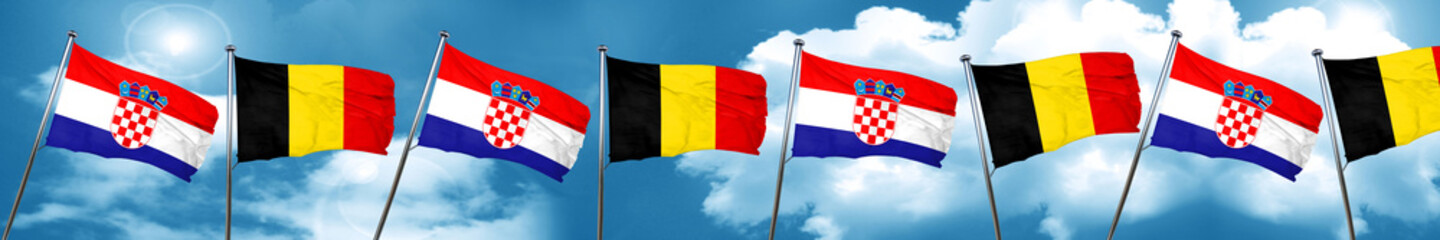 Naklejka na ściany i meble croatia flag with Belgium flag, 3D rendering