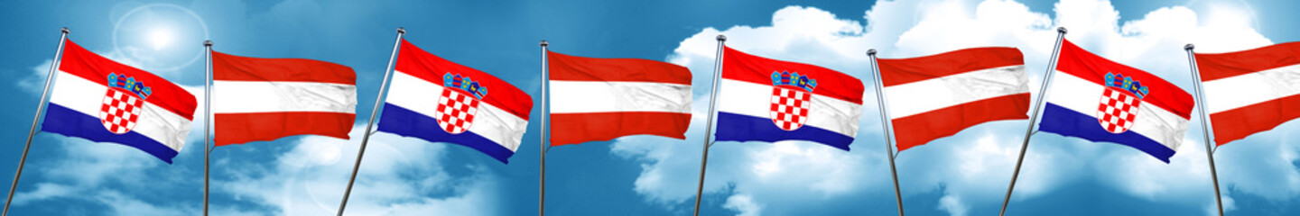 croatia flag with Austria flag, 3D rendering