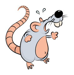 Yelling Angry Mice. Line Art Vector Illustration.