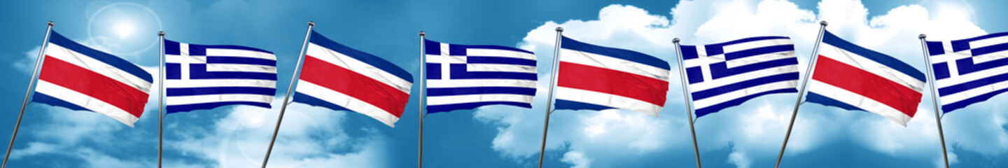Costa Rica flag with Greece flag, 3D rendering