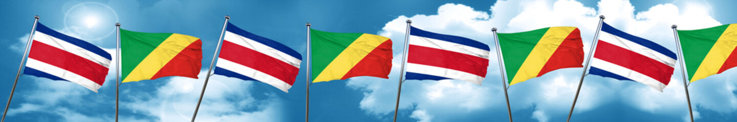 Fototapeta na wymiar Costa Rica flag with congo flag, 3D rendering