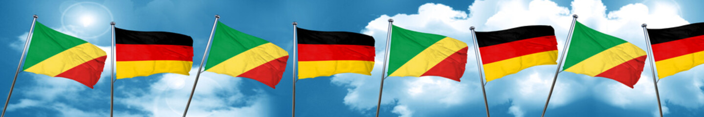 Congo flag with Germany flag, 3D rendering
