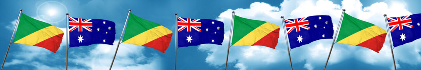 Congo flag with Australia flag, 3D rendering