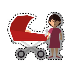 happy family members with baby car vector illustration design