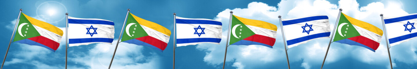 Comoros flag with Israel flag, 3D rendering