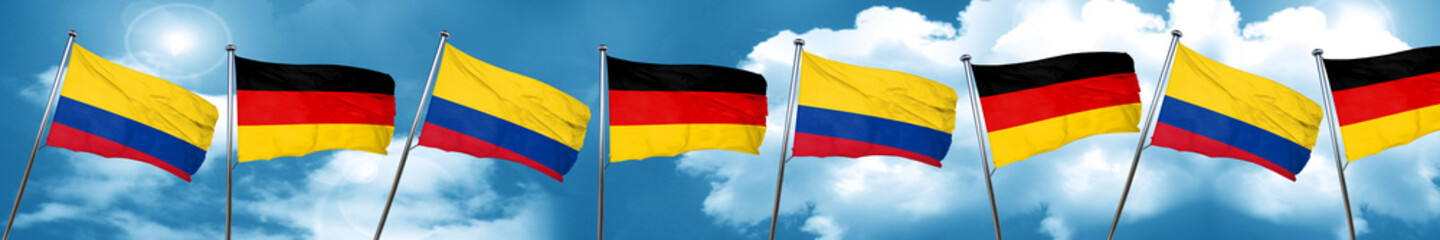 Colombia flag with Germany flag, 3D rendering