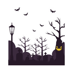 celebration card halloween scene vector illustration design