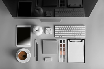 Designer workplace, top view