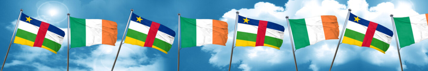 Central african republic flag with Ireland flag, 3D rendering