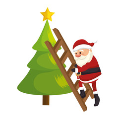 happy merry christmas santa claus card vector illustration design