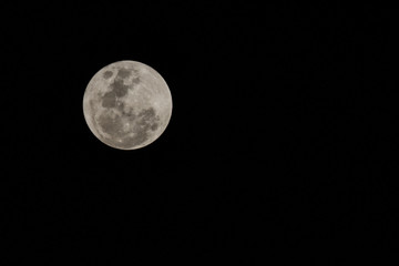 Blur moon with isolated black sky background for text adding