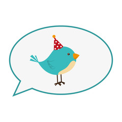 cute bird with speech bubble card icon vector illustration design