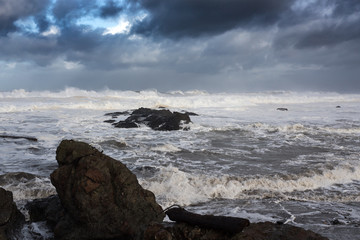 Big Waves and Stormy Sky