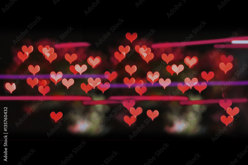 Wall mural view from the window, abstract heart bokeh background