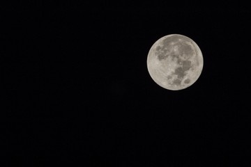 Blur moon with isolated black sky background for text adding