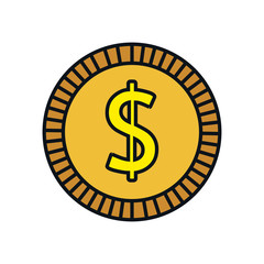 coin cash money flat icon vector illustration design