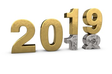 3D Text 2018 2019 Silber Gold - Jahreswechsel