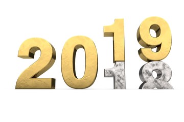 3D Text 2018 2019 Silber Gold - Jahreswechsel