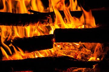 Closeup of bonfire