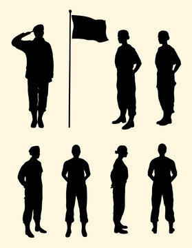 Female soldier gesture silhouette. Good use for symbol, logo, web icon, mascot, sign, or any design you want.