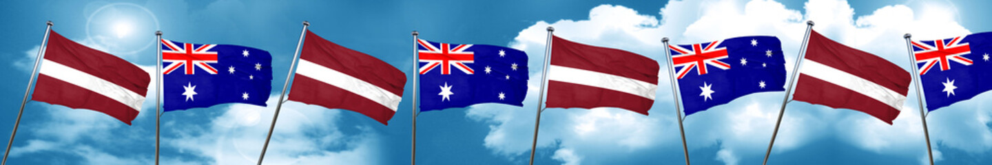 Fototapeta na wymiar Latvia flag with Australia flag, 3D rendering