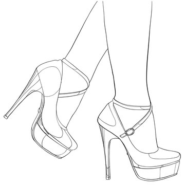 Vector illustration of female legs in retro fashion style
