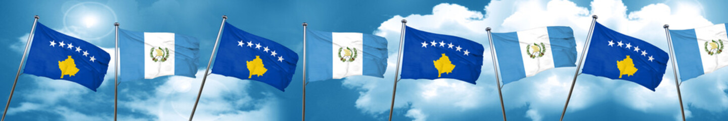 Kosovo flag with Guatemala flag, 3D rendering