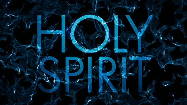 A looping background of abstract fractal water over HOLY SPIRIT title that interacts with text.