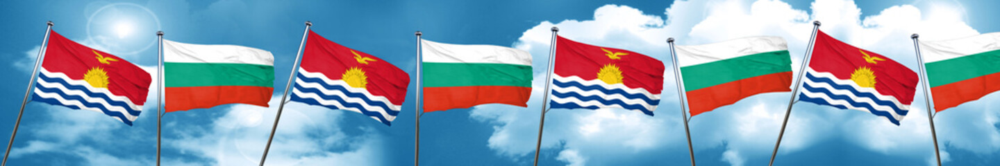 Kiribati flag with Bulgaria flag, 3D rendering