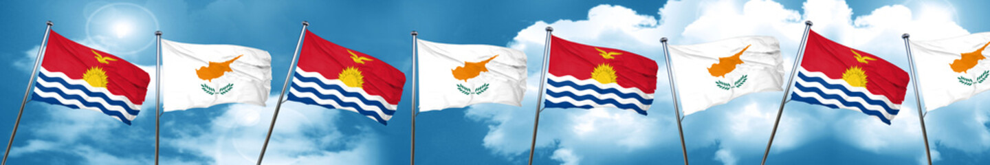 Kiribati flag with Cyprus flag, 3D rendering