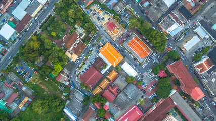 aerial photography during sunset in the middle of Phuket city