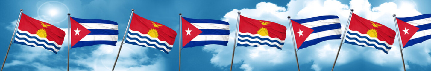 Kiribati flag with cuba flag, 3D rendering