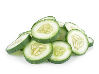 Slice of cucumber isolated on white