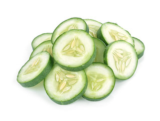 Slice of cucumber isolated on white