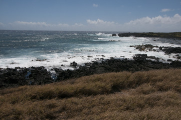 Ocean front at Ka Lae or South Point, Hawaii.