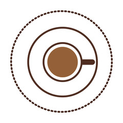 sticker coffee cup top view drink icon vector illustration