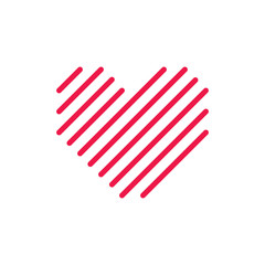 heart thin line red icon on white background, happy valentine da